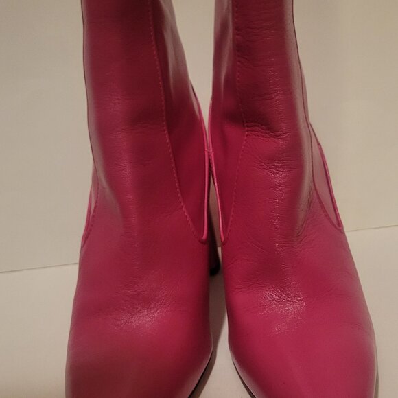 NWT ZARA 2020 HOT PINK RUNWAY COLLECTION ZIP UP HIGH HEEL LEATHER BOOTS Sz 9 - Picture 3 of 9